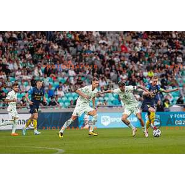 in action during Prva liga Telemach 2025/2026 football match between Olimpija and Celje in SRC Stozice, Ljubljana, Slovenia on August 3, 2025