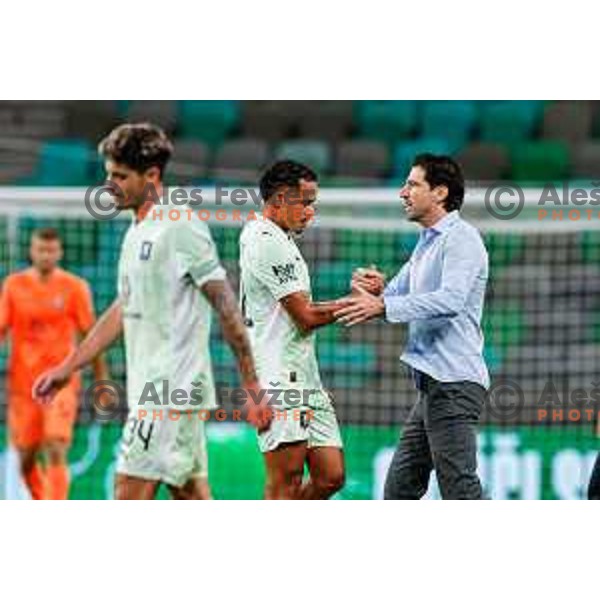 Jorge Simao and players of Olimpija leaving the pitch after Prva liga Telemach 2025/2026 football match between Olimpija and Celje in SRC Stozice, Ljubljana, Slovenia on August 3, 2025