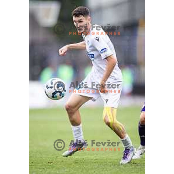 Fran Tomek in action during Prva liga Telemach 2025/26 football match between NK Maribor and NK Koper in Ljudski vrt, Maribor, Slovenia on August 3, 2025. Photo: Jure Banfi