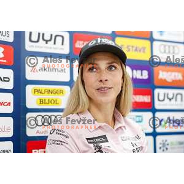 of Slovenia Women\'s Alpine Ski team during press conference in Ljubljana, Slovenia on August 8, 2025