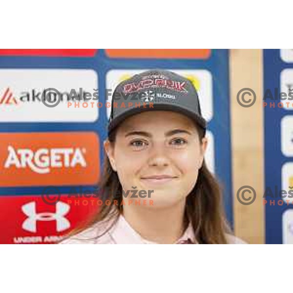 of Slovenia Women\'s Alpine Ski team during press conference in Ljubljana, Slovenia on August 8, 2025