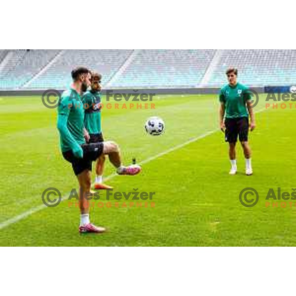 Jurgen Chelhaka of Olimpija during practice session of NK Olimpija before UEFA Conference League play-off in Ljubljana, Slovenia on August 6, 2025 