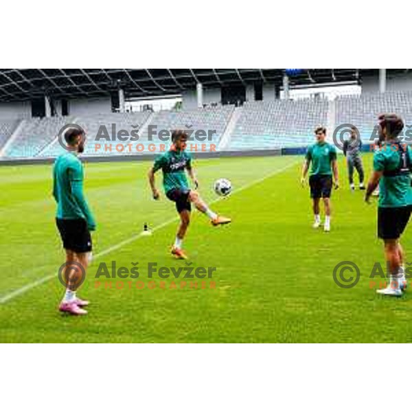 Diogo Pinto of Olimpija during practice session of NK Olimpija before UEFA Conference League play-off in Ljubljana, Slovenia on August 6, 2025 