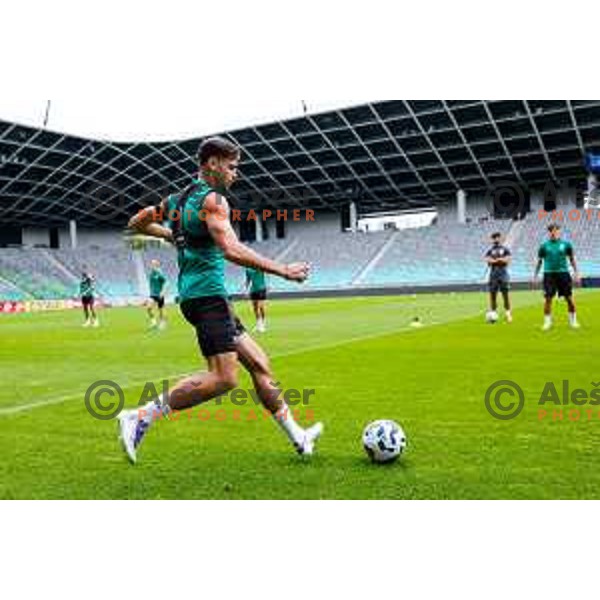 Motika of Olimpija during practice session of NK Olimpija before UEFA Conference League play-off in Ljubljana, Slovenia on August 6, 2025 