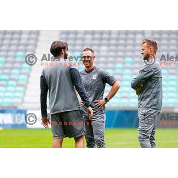 of Olimpija during practice session of NK Olimpija before UEFA Conference League play-off in Ljubljana, Slovenia on August 6, 2025
