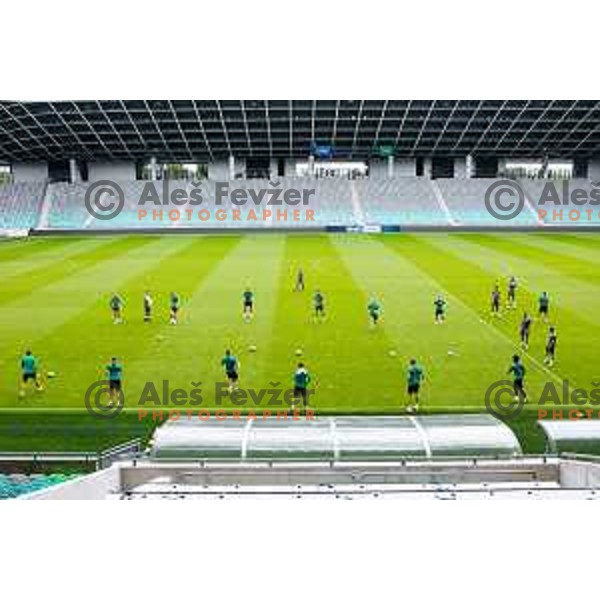 of Olimpija during practice session of NK Olimpija before UEFA Conference League play-off in Ljubljana, Slovenia on August 6, 2025