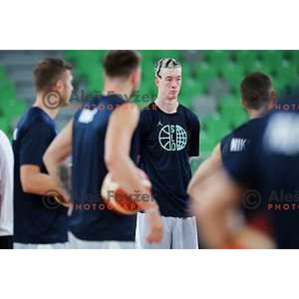 Ziga Daneu during practice session of Slovenia Men’s Basketball team in Arena Stozice, Ljubljana, Slovenia on August 7, 2025. Photo: Filip Barbalic