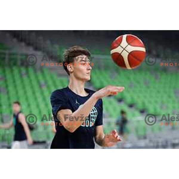 Vit Hrabar during practice session of Slovenia Men’s Basketball team in Arena Stozice, Ljubljana, Slovenia on August 7, 2025. Photo: Filip Barbalic