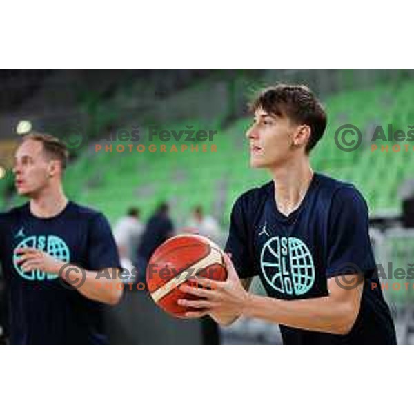 Vit Hrabar during practice session of Slovenia Men’s Basketball team in Arena Stozice, Ljubljana, Slovenia on August 7, 2025. Photo: Filip Barbalic