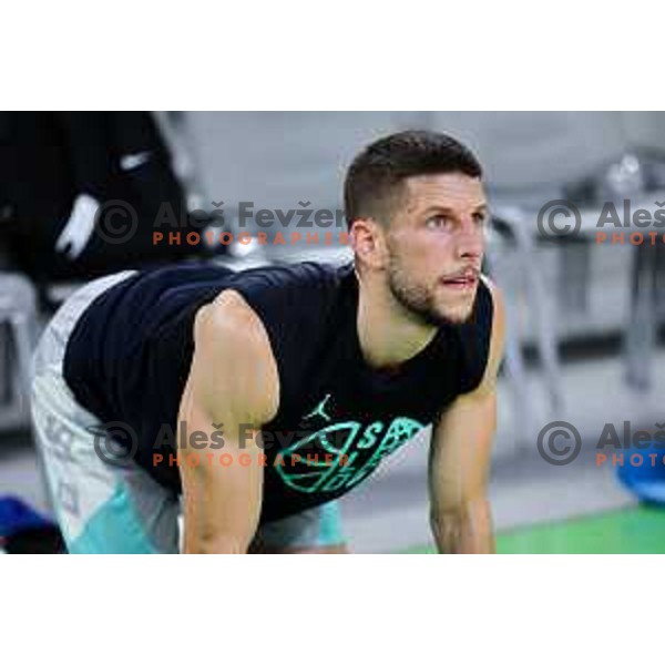 Aleksej Nikolic during practice session of Slovenia Men’s Basketball team in Arena Stozice, Ljubljana, Slovenia on August 7, 2025. Photo: Filip Barbalic