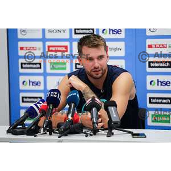 Luka Doncic during press conference prior to practice session of Slovenia Men’s Basketball team in Arena Stozice, Ljubljana, Slovenia on August 7, 2025. Photo: Filip Barbalic