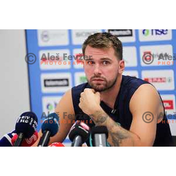 Luka Doncic during press conference prior to practice session of Slovenia Men’s Basketball team in Arena Stozice, Ljubljana, Slovenia on August 7, 2025. Photo: Filip Barbalic