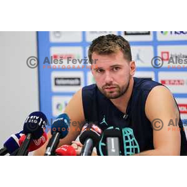 Luka Doncic during press conference prior to practice session of Slovenia Men’s Basketball team in Arena Stozice, Ljubljana, Slovenia on August 7, 2025. Photo: Filip Barbalic