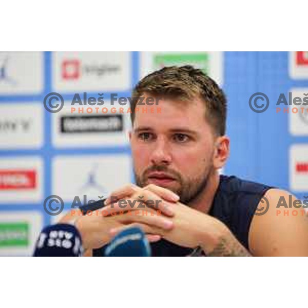 Luka Doncic during press conference prior to practice session of Slovenia Men’s Basketball team in Arena Stozice, Ljubljana, Slovenia on August 7, 2025. Photo: Filip Barbalic