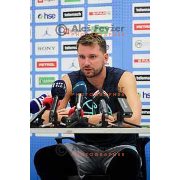 Luka Doncic during press conference prior to practice session of Slovenia Men’s Basketball team in Arena Stozice, Ljubljana, Slovenia on August 7, 2025. Photo: Filip Barbalic