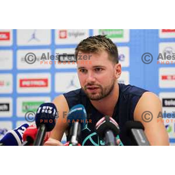 Luka Doncic during press conference prior to practice session of Slovenia Men’s Basketball team in Arena Stozice, Ljubljana, Slovenia on August 7, 2025. Photo: Filip Barbalic