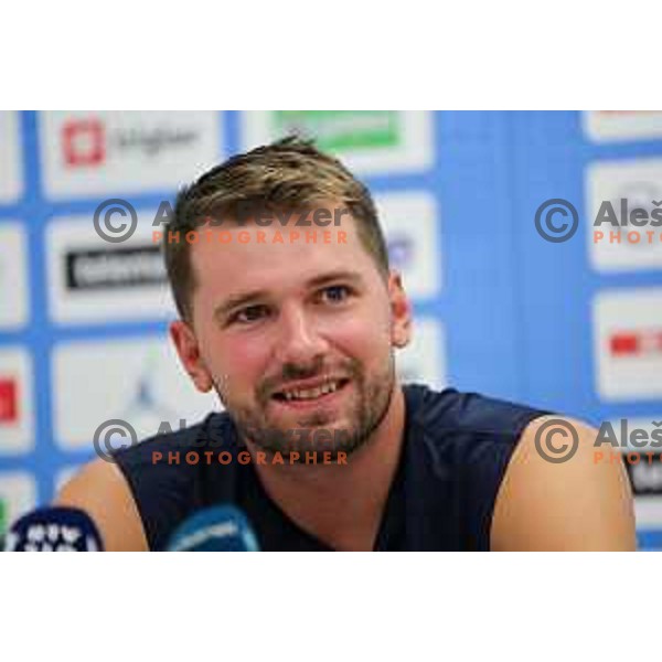 Luka Doncic during press conference prior to practice session of Slovenia Men’s Basketball team in Arena Stozice, Ljubljana, Slovenia on August 7, 2025. Photo: Filip Barbalic