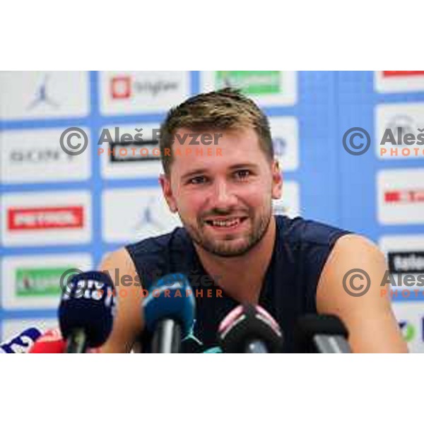 Luka Doncic during press conference prior to practice session of Slovenia Men’s Basketball team in Arena Stozice, Ljubljana, Slovenia on August 7, 2025. Photo: Filip Barbalic