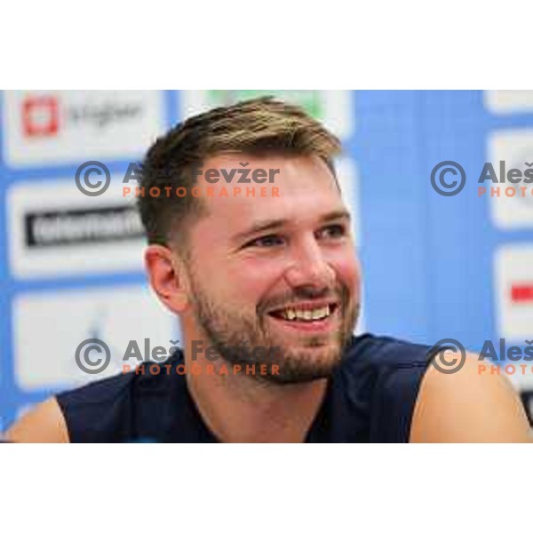 Luka Doncic during press conference prior to practice session of Slovenia Men’s Basketball team in Arena Stozice, Ljubljana, Slovenia on August 7, 2025. Photo: Filip Barbalic