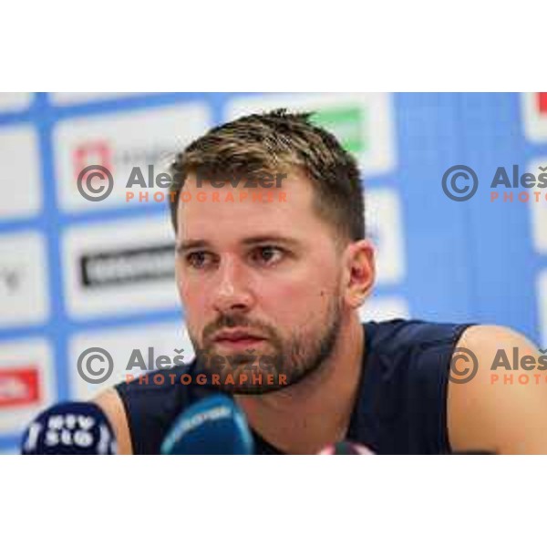 Luka Doncic during press conference prior to practice session of Slovenia Men’s Basketball team in Arena Stozice, Ljubljana, Slovenia on August 7, 2025. Photo: Filip Barbalic