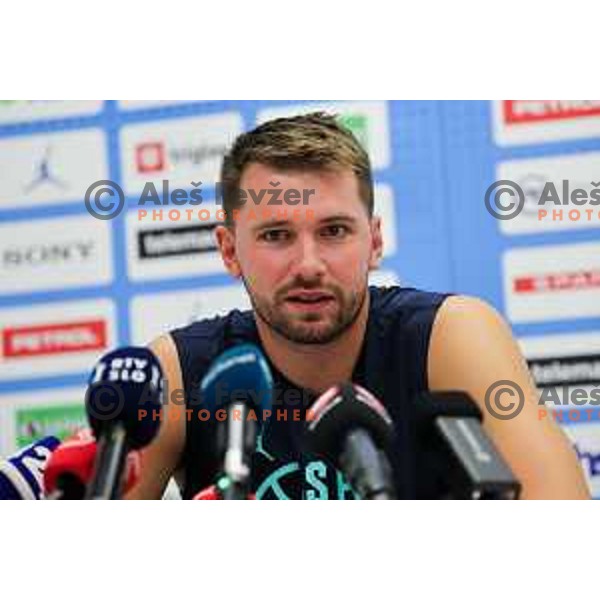 Luka Doncic during press conference prior to practice session of Slovenia Men’s Basketball team in Arena Stozice, Ljubljana, Slovenia on August 7, 2025. Photo: Filip Barbalic