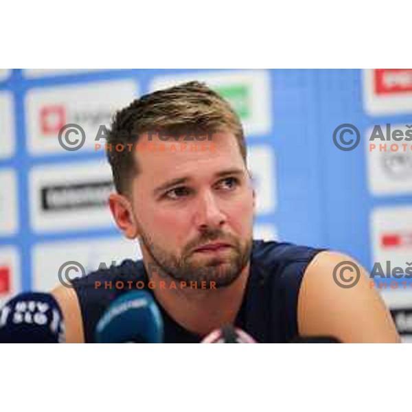 Luka Doncic during press conference prior to practice session of Slovenia Men’s Basketball team in Arena Stozice, Ljubljana, Slovenia on August 7, 2025. Photo: Filip Barbalic