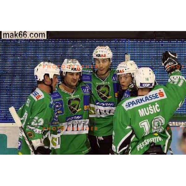 Elik, Banham, Pavlin, Petrilainen , Music at ice-hockey match Tilia Olimpija- Graz 99ers in Ebel league, played in Hala Tivoli, Ljubljana 26.10.2008 