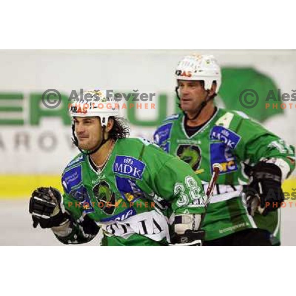 Banham, Elik at ice-hockey match Tilia Olimpija- Graz 99ers in Ebel league, played in Hala Tivoli, Ljubljana 26.10.2008 