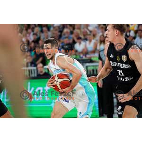 in action during friendly basketball match between Slovenia and Germany in Arena Stozice, Ljubljana, Slovenia on August 8, 2025. Photo: Filip Barbalic
