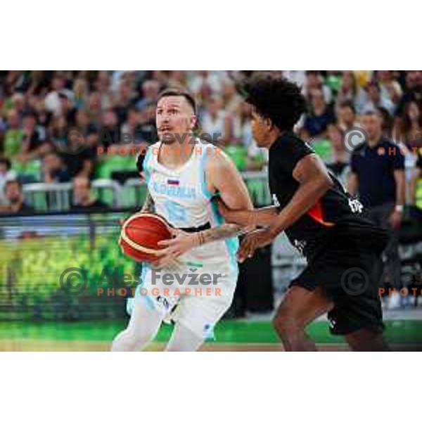 in action during friendly basketball match between Slovenia and Germany in Arena Stozice, Ljubljana, Slovenia on August 8, 2025. Photo: Filip Barbalic
