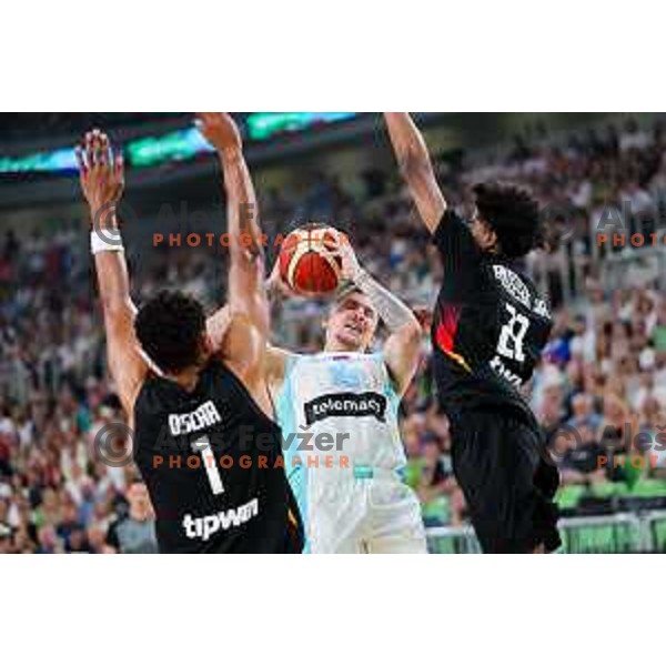 in action during friendly basketball match between Slovenia and Germany in Arena Stozice, Ljubljana, Slovenia on August 8, 2025. Photo: Filip Barbalic