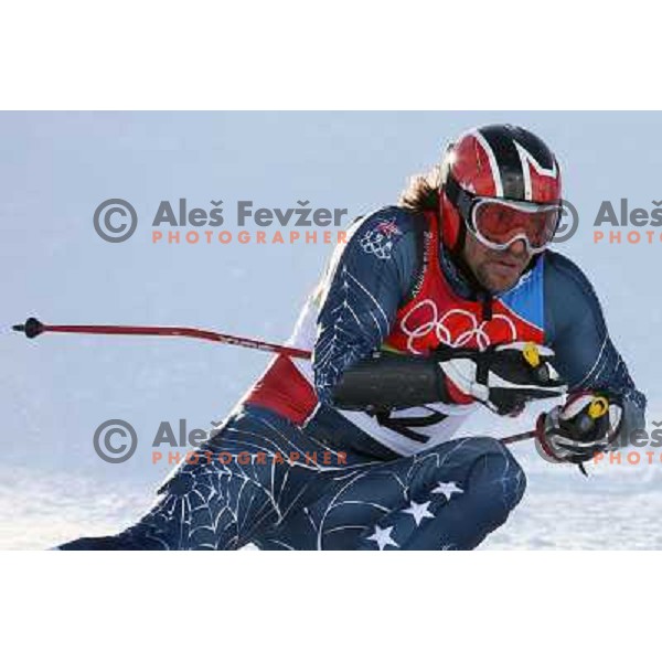 Schlopy (USA) skiing at 2006 Torino Winter Olympic games men\'s Giant Slalom in Sestriere on February 20, 2006