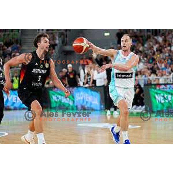 in action during friendly basketball match between Slovenia and Germany in Arena Stozice, Ljubljana, Slovenia on August 8, 2025. Photo: Filip Barbalic