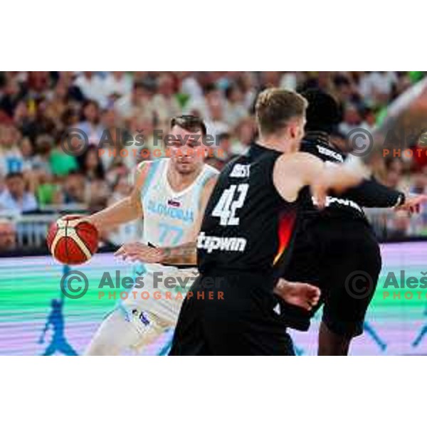 Luka Doncic in action during friendly basketball match between Slovenia and Germany in Arena Stozice, Ljubljana, Slovenia on August 8, 2025. Photo: Filip Barbalic