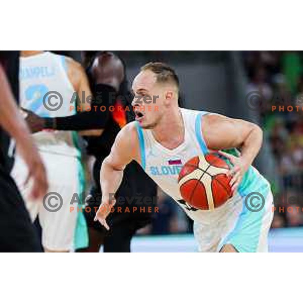 in action during friendly basketball match between Slovenia and Germany in Arena Stozice, Ljubljana, Slovenia on August 8, 2025. Photo: Filip Barbalic