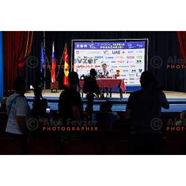 Tadej Pogacar press conference prior to 7. Tadej Pogacar Cup in Cultural Centre, Komenda, Slovenia, on August 8. 2025. Photo Grega Valancic