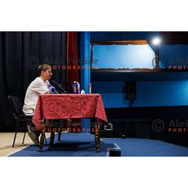 Tadej Pogacar press conference prior to 7. Tadej Pogacar Cup in Cultural Centre, Komenda, Slovenia, on August 8. 2025. Photo Grega Valancic