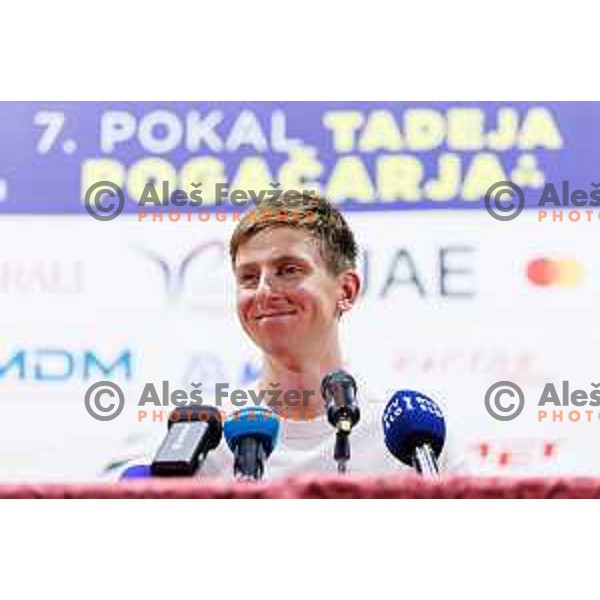 Tadej Pogacar press conference prior to 7. Tadej Pogacar Cup in Cultural Centre, Komenda, Slovenia, on August 8. 2025. Photo Grega Valancic