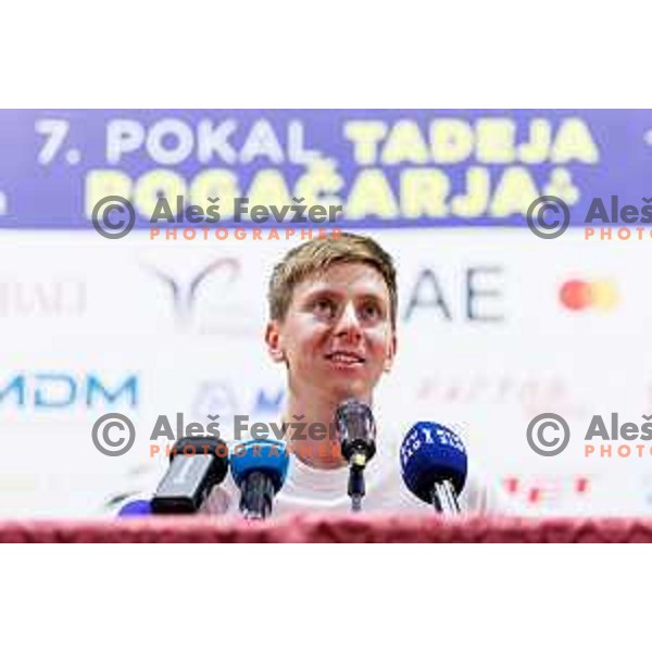 Tadej Pogacar press conference prior to 7. Tadej Pogacar Cup in Cultural Centre, Komenda, Slovenia, on August 8. 2025. Photo Grega Valancic