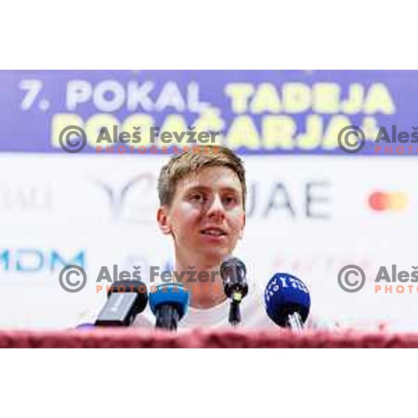 Tadej Pogacar press conference prior to 7. Tadej Pogacar Cup in Cultural Centre, Komenda, Slovenia, on August 8. 2025. Photo Grega Valancic