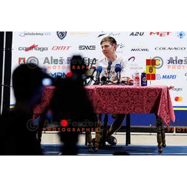 Tadej Pogacar press conference prior to 7. Tadej Pogacar Cup in Cultural Centre, Komenda, Slovenia, on August 8. 2025. Photo Grega Valancic
