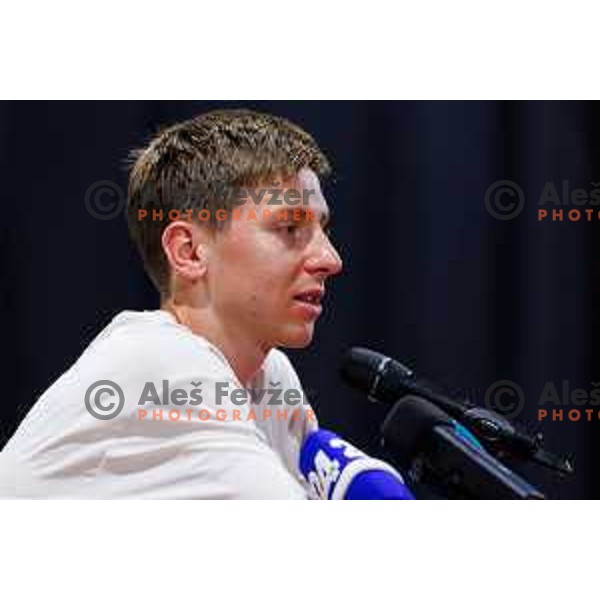 Tadej Pogacar press conference prior to 7. Tadej Pogacar Cup in Cultural Centre, Komenda, Slovenia, on August 8. 2025. Photo Grega Valancic