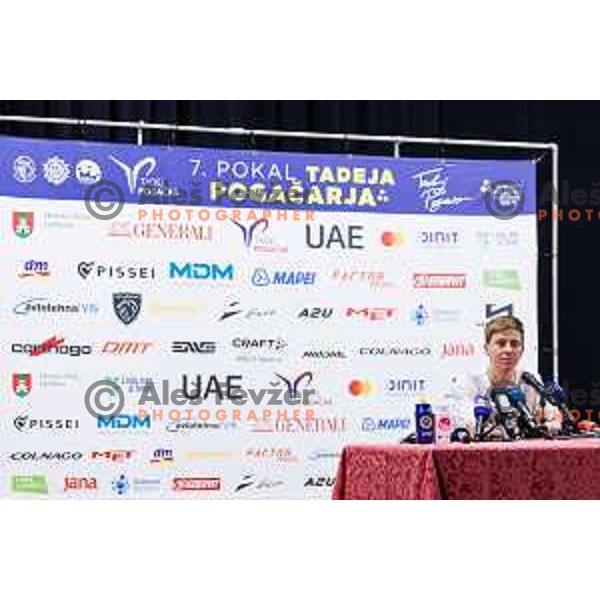 Tadej Pogacar press conference prior to 7. Tadej Pogacar Cup in Cultural Centre, Komenda, Slovenia, on August 8. 2025. Photo Grega Valancic