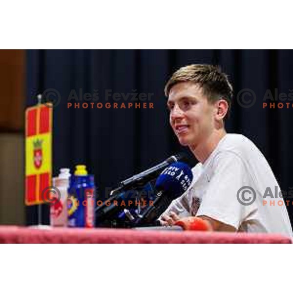 Tadej Pogacar press conference prior to 7. Tadej Pogacar Cup in Cultural Centre, Komenda, Slovenia, on August 8. 2025. Photo Grega Valancic