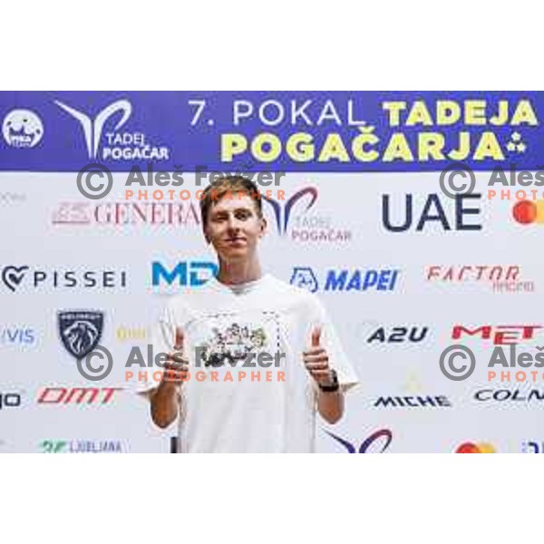 Tadej Pogacar press conference prior to 7. Tadej Pogacar Cup in Cultural Centre, Komenda, Slovenia, on August 8. 2025. Photo Grega Valancic