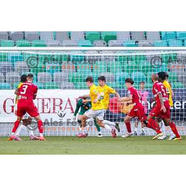 in action during Prva liga Telemach 2025/2026 football match between Bravo and Aluminij in Ljubljana, Slovenia on August 9, 2025