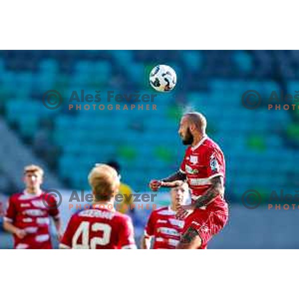 in action during Prva liga Telemach 2025/2026 football match between Bravo and Aluminij in Ljubljana, Slovenia on August 9, 2025