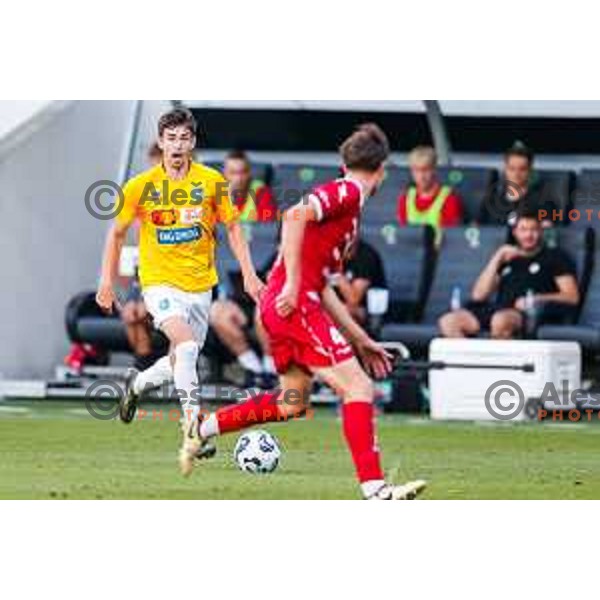 in action during Prva liga Telemach 2025/2026 football match between Bravo and Aluminij in Ljubljana, Slovenia on August 9, 2025