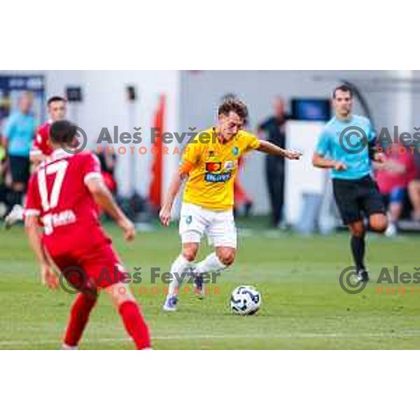 Martin Pecar in action during Prva liga Telemach 2025/2026 football match between Bravo and Aluminij in Ljubljana, Slovenia on August 9, 2025