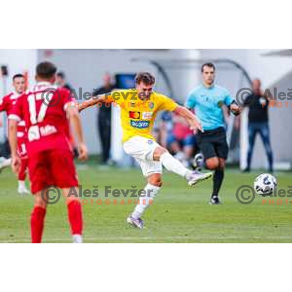 Martin Pecar in action during Prva liga Telemach 2025/2026 football match between Bravo and Aluminij in Ljubljana, Slovenia on August 9, 2025